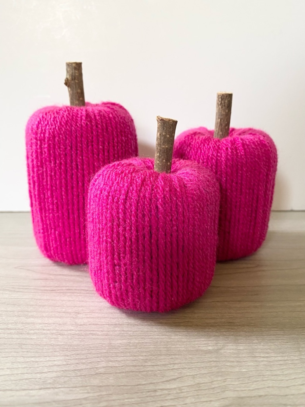 Pink Handmade Pumpkin Decor Set of 3 Pumpkins